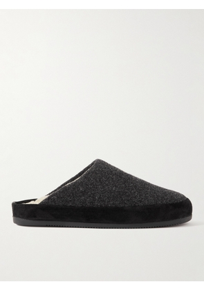 Mulo - Suede-Trimmed Shearling-Lined Recycled-Wool Slippers - Men - Gray - UK 6