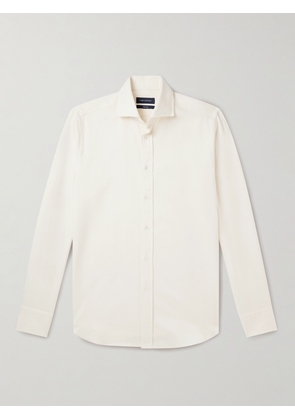 Thom Sweeney - Cutaway-Collar Cotton-Flannel Shirt - Men - White - UK/US 15.5