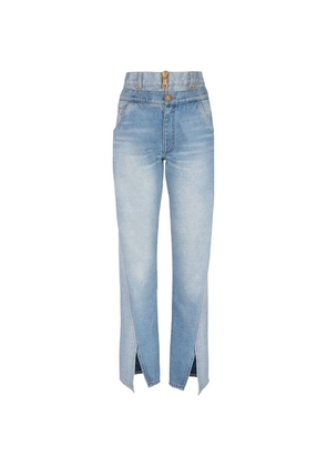 Balmain Two-In-One High-Rise Wide-Leg Jeans