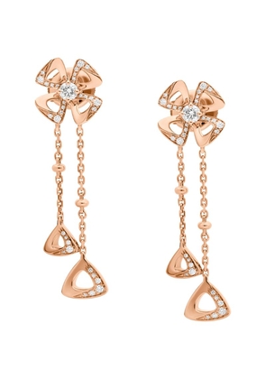Bvlgari Rose Gold And Diamond Fiorever Drop Earrings