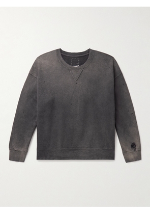 Visvim - Jumbo Distressed Garment-Dyed Cotton-Jersey Sweatshirt - Men - Black - 1