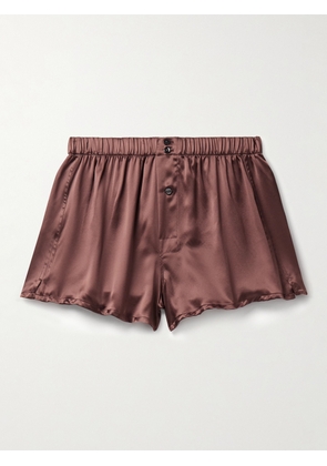 Rubinacci - Silk-Satin Boxer Shorts - Men - Brown - S