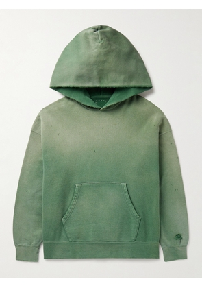 Visvim - Jumbo Distressed Garment-Dyed Cotton-Jersey Hoodie - Men - Green - 1