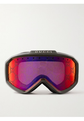 Gucci - Webbing-Trimmed Acetate Mirrored Ski Goggles - Men - Black