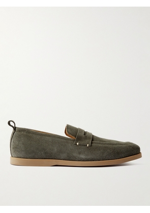 Mr P. - Regenerated Suede by evolo® Penny Loafers - Men - Green - UK 7
