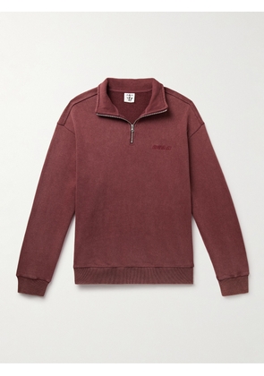 Throwing Fits - Logo-Embroidered Cotton-Jersey Half-Zip Sweatshirt - Men - Burgundy - S