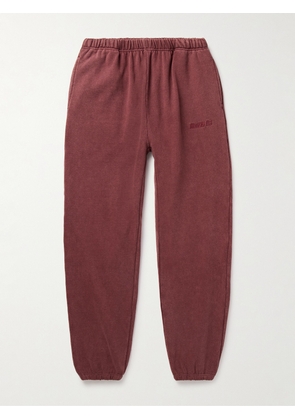 Throwing Fits - Tapered Logo-Embroidered Cotton-Jersey Sweatpants - Men - Burgundy - S