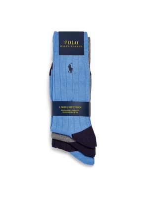 Polo Ralph Lauren Ribbed Polo Pony Crew Socks (Pack Of 3)