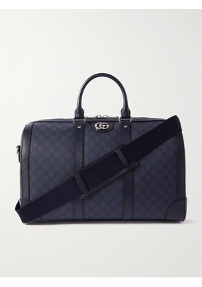 Gucci - Ophidia Leather-Trimmed Monogrammed Coated-Canvas Weekend Bag - Men - Black