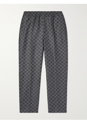 Gucci - Tapered Cropped Monogrammed Wool-Flannel Trousers - Men - Gray - IT 48
