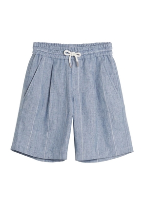 Brunello Cucinelli Kids Linen Striped Bermuda Shorts (4-14 Years)