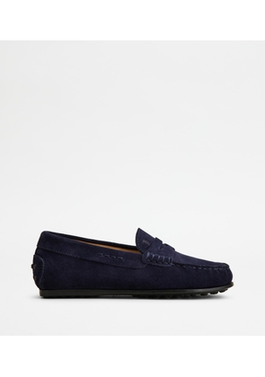 Tod's - Junior City Gommino Driving Shoes in Suede, BLUE, 30 - Junior Shoes