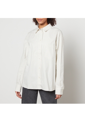 Anine Bing Braxton Monogram Striped Cotton-Poplin Shirt - M