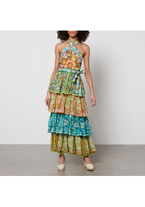 Alemais Dreamer Floral-Print Linen Halterneck Dress - UK 6