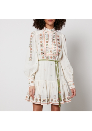 Alemais Lovella Embroidered Cotton Mini Dress - UK 6