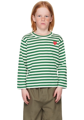 COMME des GARÇONS PLAY Kids Green & White Striped Long Sleeve T-Shirt