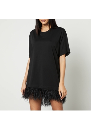 Marques Almeida Feather-Trimmed Cotton-Jersey T-Shirt Dress - L
