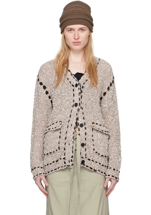 OPEN YY Taupe Contrast Cardigan