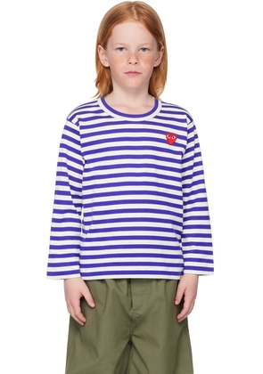 COMME des GARÇONS PLAY Kids Blue & White Striped Long Sleeve T-Shirt
