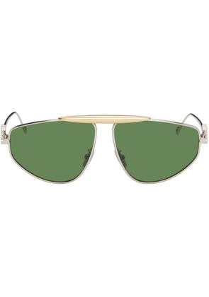 LOEWE Silver & Green Aviator Sunglasses