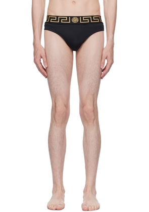 Versace Underwear Black Greca Border Swim Briefs