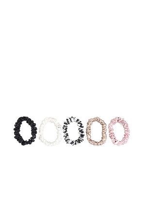 slip Midi Scrunchie 5 Pack in Black  Caramel  White  Pink & Navy Stripe - Beauty: NA. Size all.