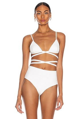 Matteau Wrap Triangle Bikini Top in Chalk Crinkle - White. Size 1 (also in 2, 3, 4, 5).