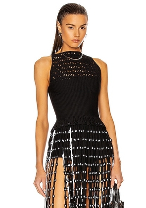 ALAÏA Knit Lace Sleeveless Top in Noir - Black. Size 38 (also in ).