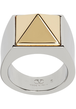 Valentino Garavani Silver & Gold Pyramid Stud Ring