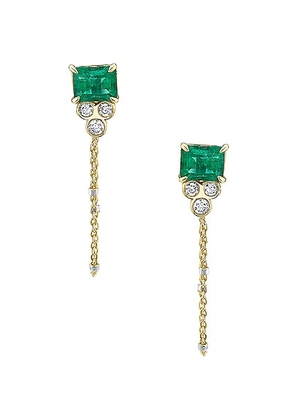 Logan Hollowell Emerald Triple Twinkle Chain Earrings in N/A - Green. Size all.