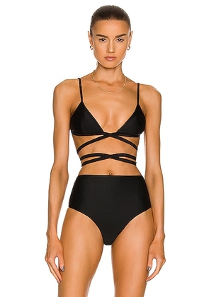 Matteau Wrap Triangle Bikini Top in Black - Black. Size 1 (also in 2, 3).