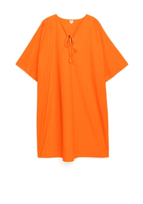 Relaxed Cotton Tunic Dress - Orange