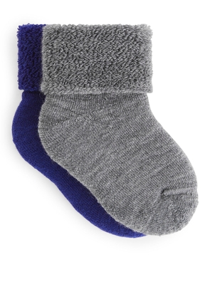 Wool Terry Baby Socks, 2 Pairs - Blue