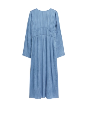 Long Crinkled Dress - Blue