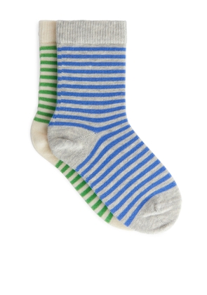 Jacquard Socks, 2 Pairs - Green