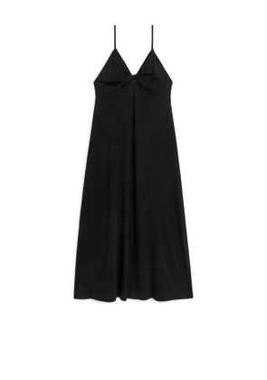 Knot Detail Strap Dress - Black