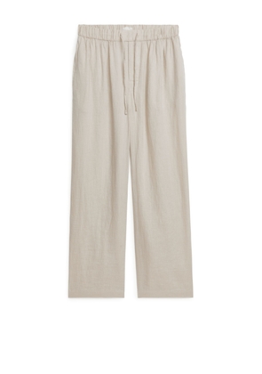 Linen Drawstring Trousers - Beige