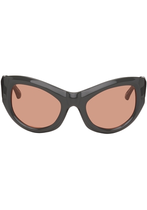 Dries Van Noten SSENSE Exclusive Gray Linda Farrow Edition Goggle Sunglasses