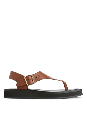Chunky Leather Sandals - Beige