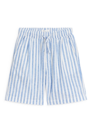 Cotton-Linen Shorts - Blue