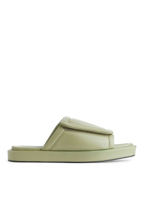 Padded Leather Slides - Yellow