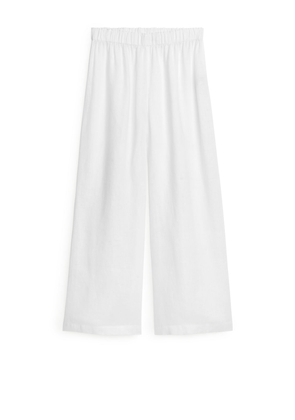 Wide Linen Trousers - White