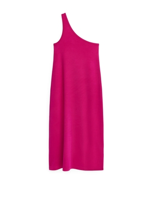 One Shoulder Jersey Dress - Pink