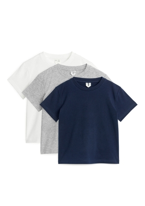 Crew-Neck T-Shirt Set of 3 - Blue