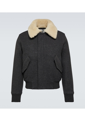 Ami Paris Shearling-trimmed wool jacket