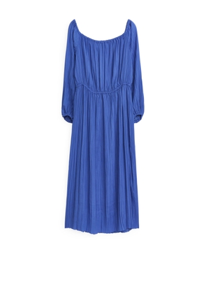 Crinkled Midi Dress - Blue