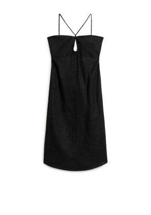 Linen Strap Dress - Black