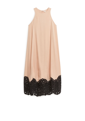 Embroidered Maxi Dress - Beige