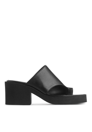 Chunky Slip-In Leather Sandals - Black