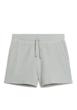 Waffle-Knit Cotton Shorts - Grey